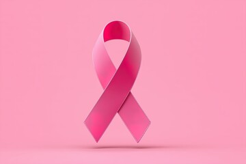Pink ribbon symbol on pink background for breast cancer awareness