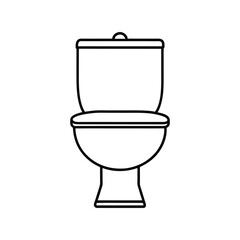 Simple Line Art Icon of a Toilet Bowl Front View Keywords: toilet, WC, lavatory, bathroom, restroom, sanitary, plumbing
