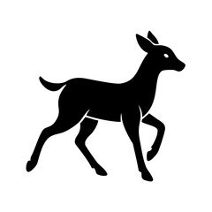 Full cycle animation of the little deer's gait. Black and white silhouette.