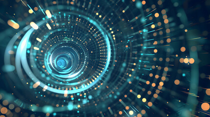Obraz premium Abstract digital tunnel with glowing particles