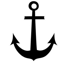 Black anchor icon, maritime symbol