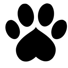 Black cat paw print shaped like a heart, cute design © Satou Akira