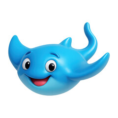 PNG Smiling cartoon blue stingray