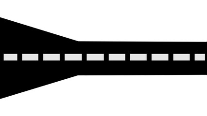 Black road-shaped patch with white lines on transparent background, abstract pattern, minimal design