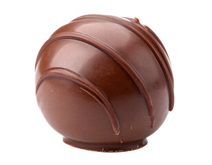 Chocolate Ball Isolated on White Background, round candy praline dessert.