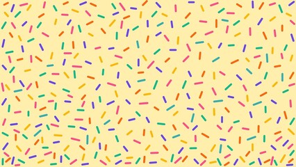 Candy stick sprinkles on light yellow background, colorful pattern, dessert element