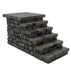 Stone stairs isolated on white background, a rustic and sturdy design element