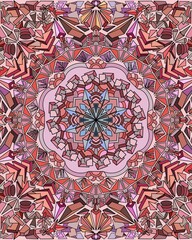 Rose Gold Crystal Geometric Mandala Art. Blush Pink and Feminine Gemstone Wall Print. Chic Bedroom Decor.