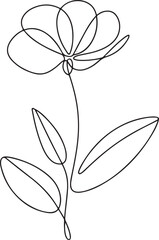 Single Flower Continuous Line Drawing – Minimalist One Line Floral Illustration on White Background