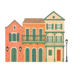 Fototapeta premium PNG Charming vintage houses illustration.