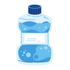 Pixelated Illustration of a Water Bottle with Transparent Background and Blue Liquid