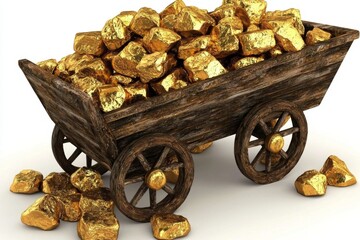 The allure of gold mining juxtaposed with digital currency concepts.