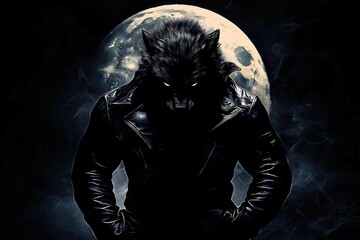 The eerie presence of a werewolf with a stylish hooded jacket.
