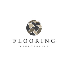 Fototapeta premium Home decor floor logo with modern aesthetic wood and stone floors and poster template illustration design for brands and symbol