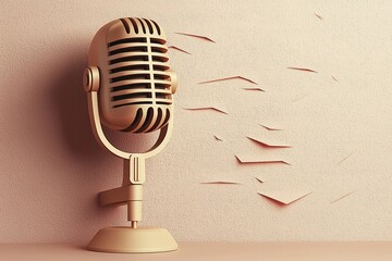 Illustrated microphone symbolizing podcast production in a studio setting.