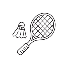 Badminton Racket and Shuttlecock Line Art Design.