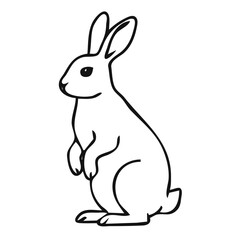 Black Outline Standing Rabbit Illustration