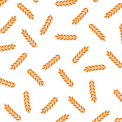 Wheat Ears Seamless Pattern Vector for Bakery and Organic Design. Hand-drawn bakery background