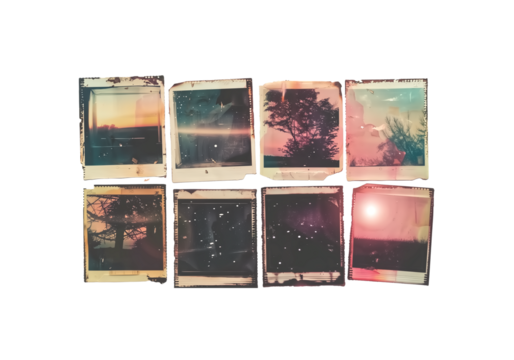 set of Retro Collage, Film Grain, Polaroid Frame Vintage Aesthet