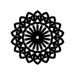 Intricate Black Mandala Pattern with Radial Design for Wall Art and Decoration