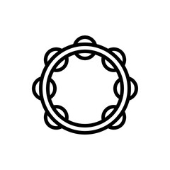Simple Black Outline Tambourine Musical Instrument Icon With Transparent Background And No Fill