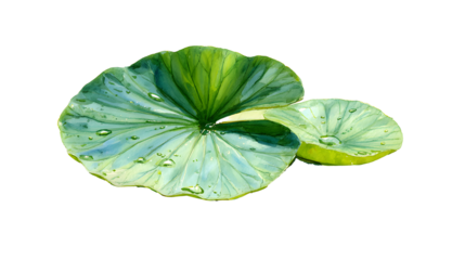 Delicate and serene watercolor of a cute lily pad floating peacefully on a white background
