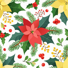 Realistic christmas flower & wreath collection
4