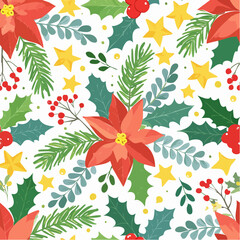 Realistic christmas flower & wreath collection
3