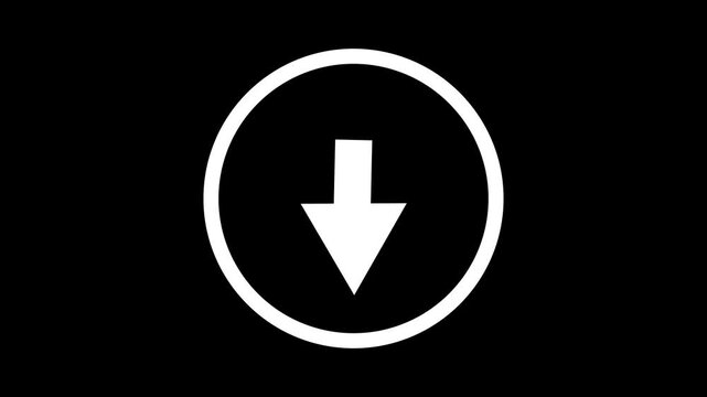 down arrow animation on black background. direction arrow icon motion. down arrow isolated.