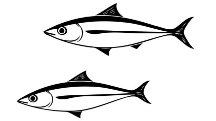 Stacked Silhouette Illustration of Two Sardines