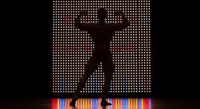 Muscular Man with LED Light, and Studio.
