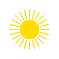 Stylized Yellow Sun with Rays Symbol of Warmth and Energy.