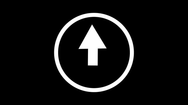 Up arrow animation on black background. direction arrow icon motion. Up arrow isolated.