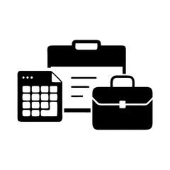 Illustration of business elements in black and white