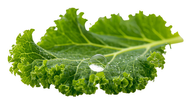 Single Fresh green leaf of Elephant ear plant isolated on transparent background, adorned with dewdrops.