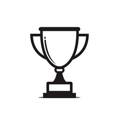 Simple black line art icon of a champion's trophy