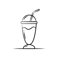 Hand Drawn Milkshake Vector Illustration Refreshing Beverage Isolated on White Background Minimalist Style Ideal for Menu Design and Branding