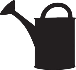 Black silhouette of a watering can white background