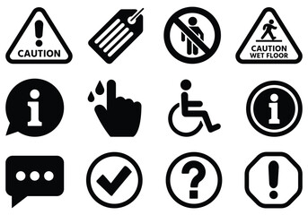Safety Sign Vector Set – caution and information symbols, warning pictogram collection