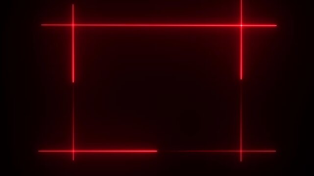 Abstrack neon background with glowing square shape and spinning cloud.abstrack neon glowing square frame animation in black background.
