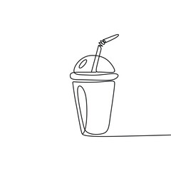 Minimalist Line Art of a Refreshing Drink with Straw Perfect for Summer and Creative Projects Illustrating Beverage Culture
