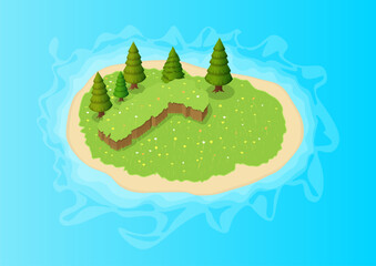 Isometric beautiful tropical island