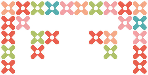 Seamless X-Stitch Doodle Frame Vector