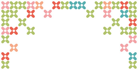 Colorful Handcrafted Embroidery Style Pattern Edge Border