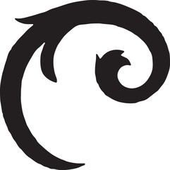 Black abstract swirl flourish decorative design element