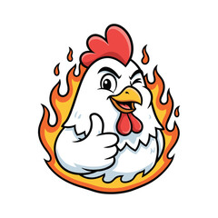 Cute Chicken Mascot Winking and Giving Thumbs Up