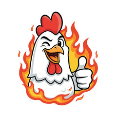 Energetic Chicken Mascot Winking and Giving Thumbs Up