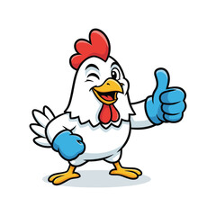 Happy Chicken Mascot Winking and Giving Thumbs Up