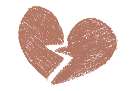 Valentine's Day brown chalk crayon heart shape illustration isolated on transparent background