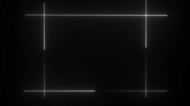 Abstrack neon background with glowing square shape and spinning cloud.abstrack neon glowing square frame animation in black background.
